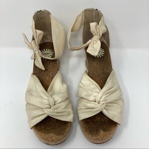 Ugg light cloth tan sandals that tie at ankle size 9